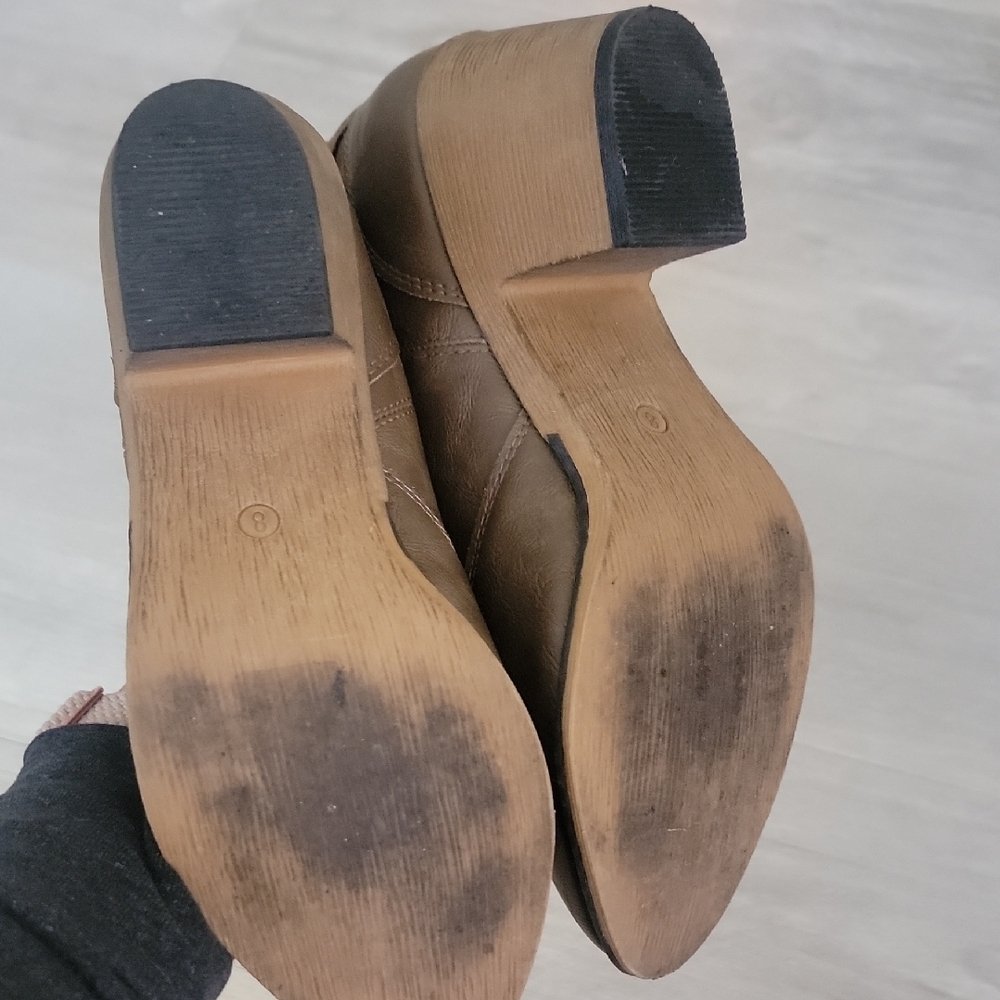 Brown Leather Slouchy Ankle Boots - Picture 3 of 6